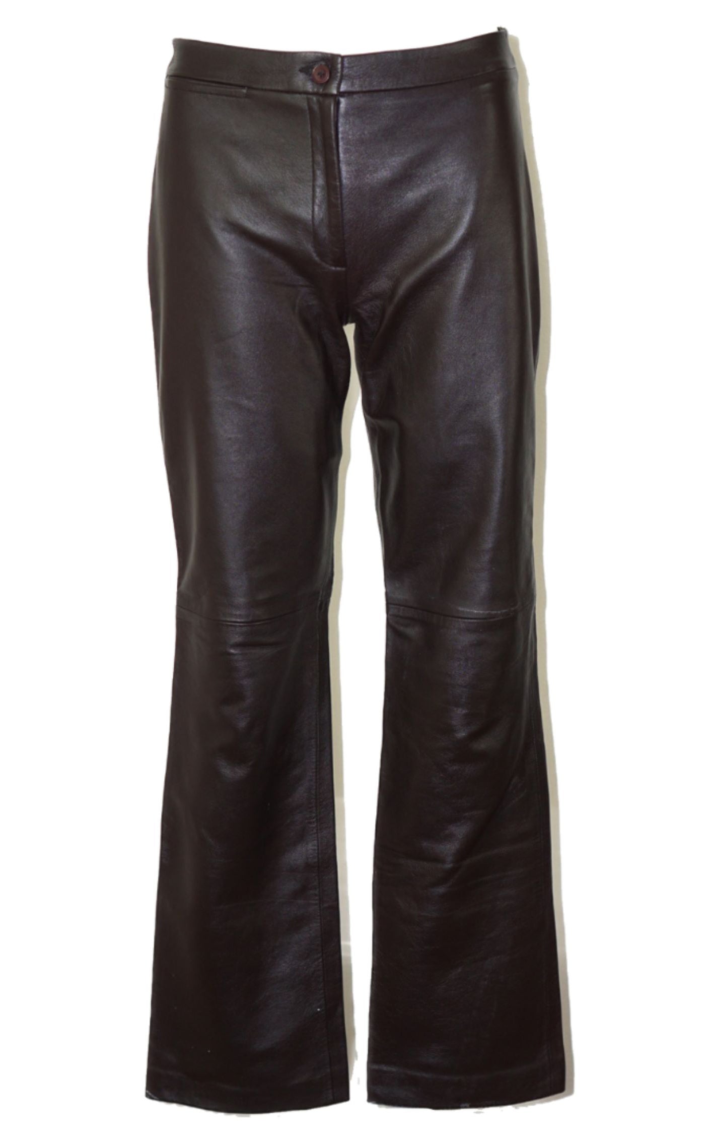 BCBG Real Leather Boot Cut Brown Pants