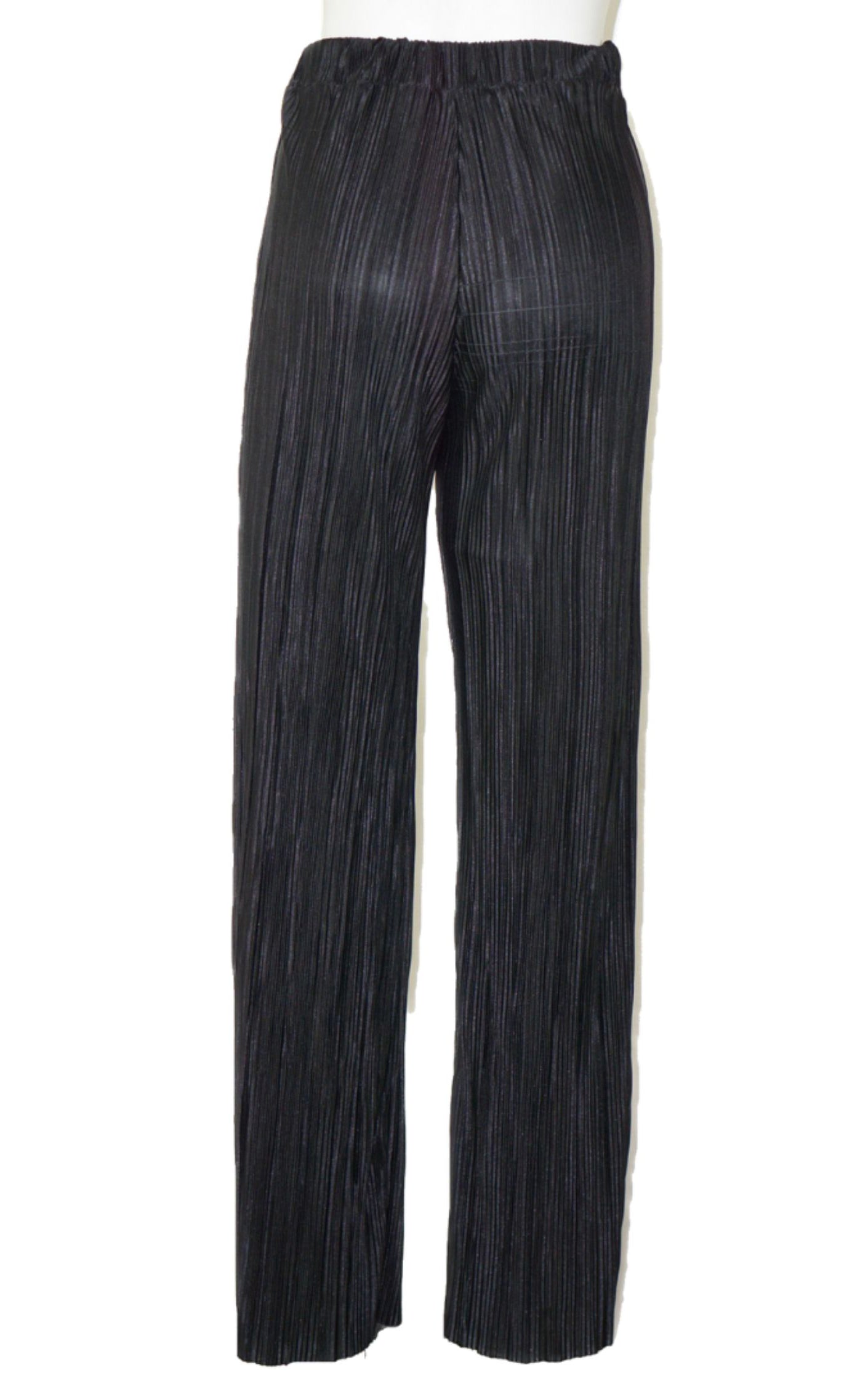 BLANC Plisse Black Wide Leg High Rise Pants