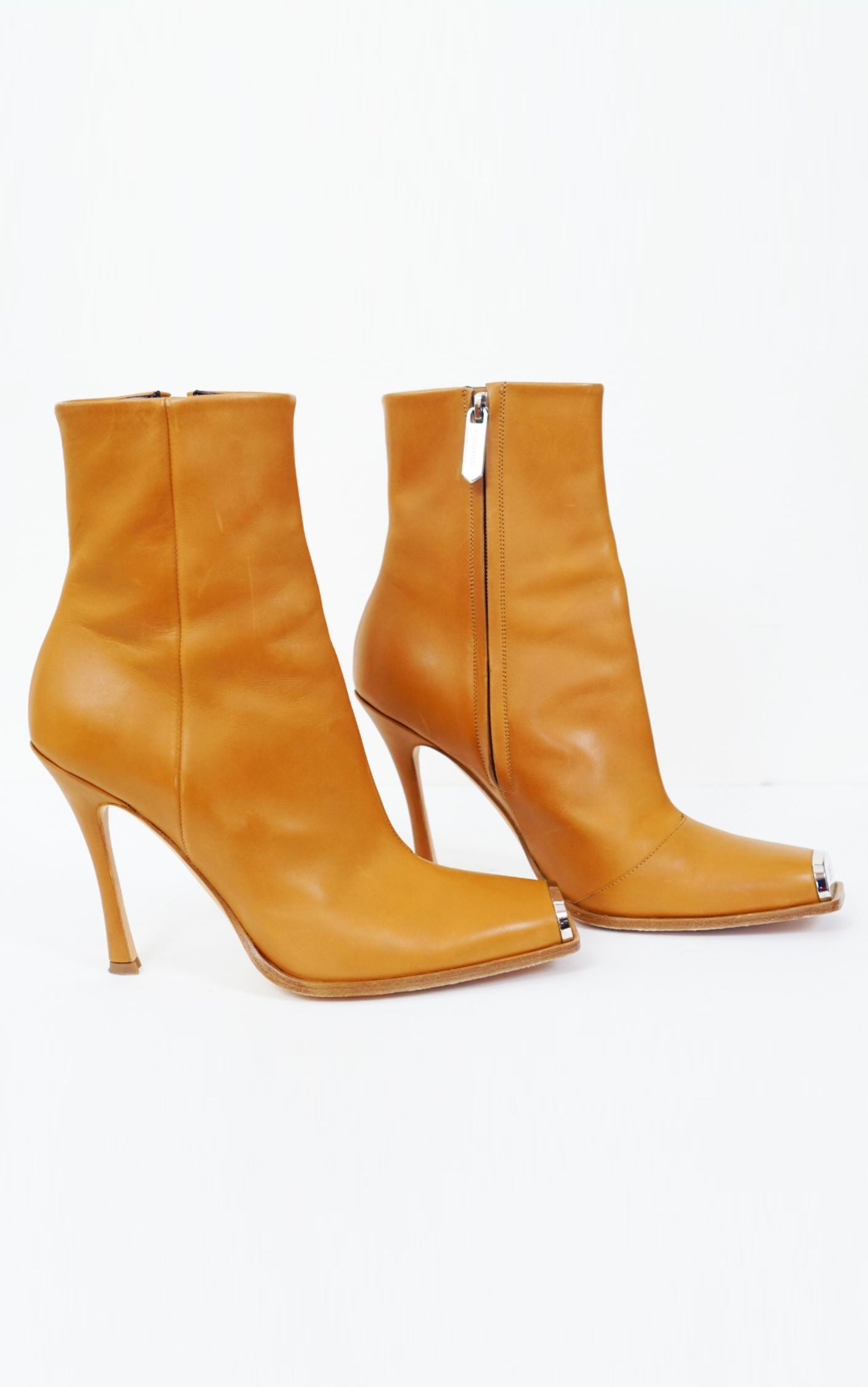 CALVIN KLEIN 205W39 NYC Brown Leather High Heels Ankle Boots