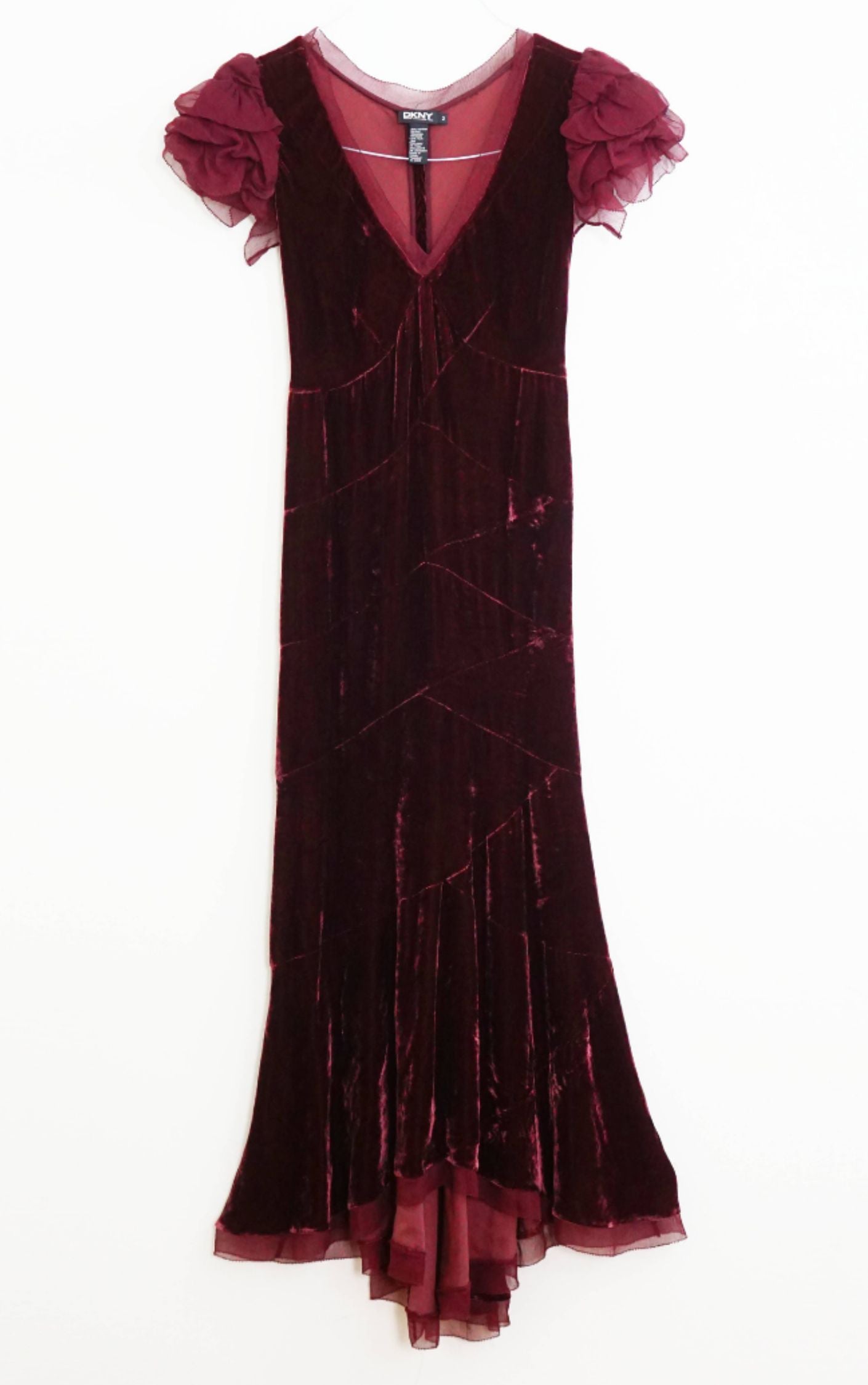 DKNY Burgundy Velvet Midi Dress