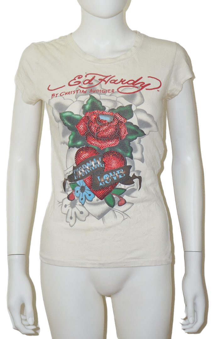ED HARDY Y2K Eternal Love Heart Tattoo T-Shirt resellun