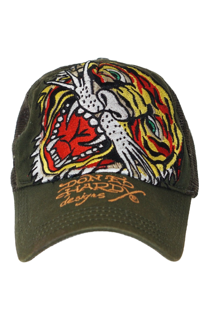 ED HARDY Logo Tiger Embroidered Cap