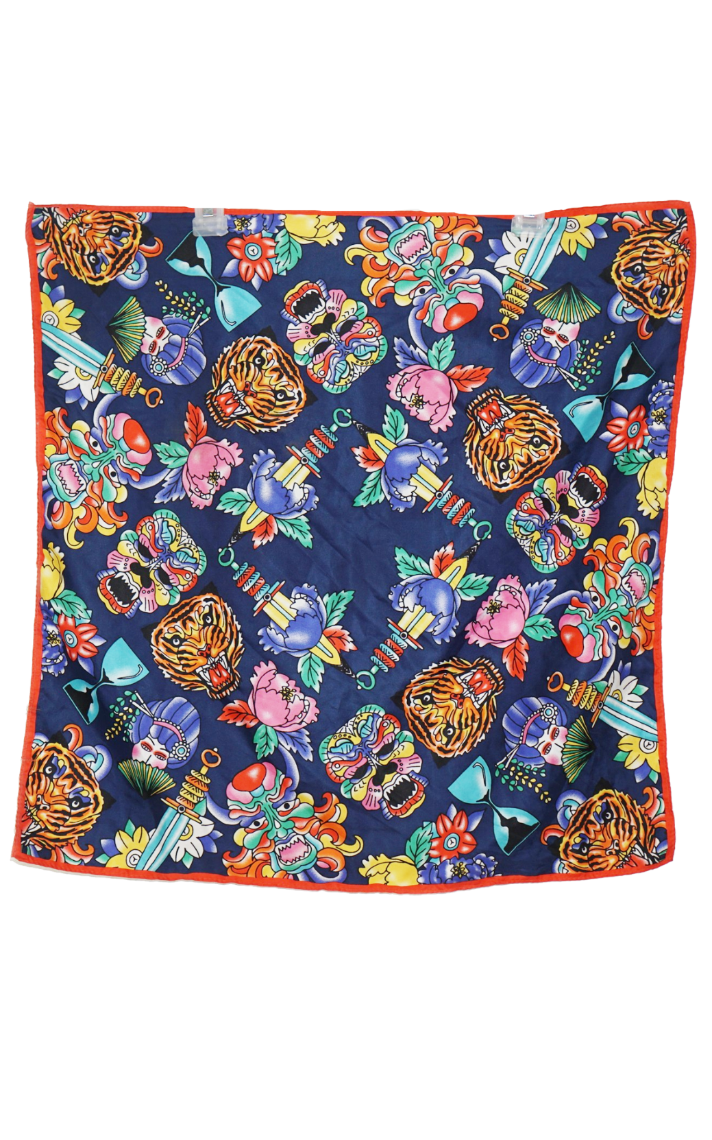 ED HARDY Tiger Geisha Dragon Silk Scarf