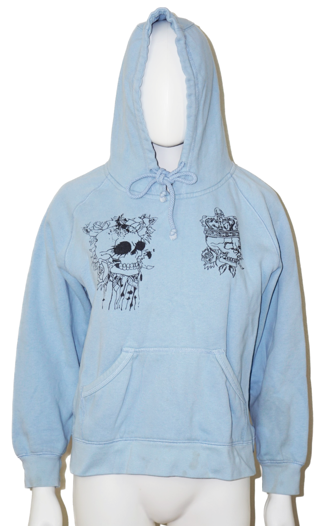 ED HARDY Y2K Blue Skull Logo Rhinestones Hoodie
