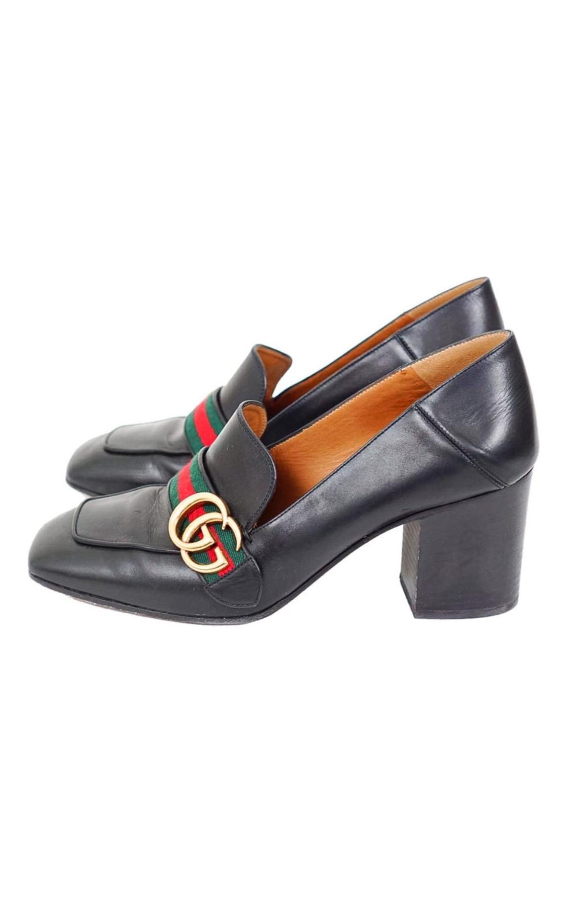 GUCCI GG Peyton Mid Heel Logo Loafers