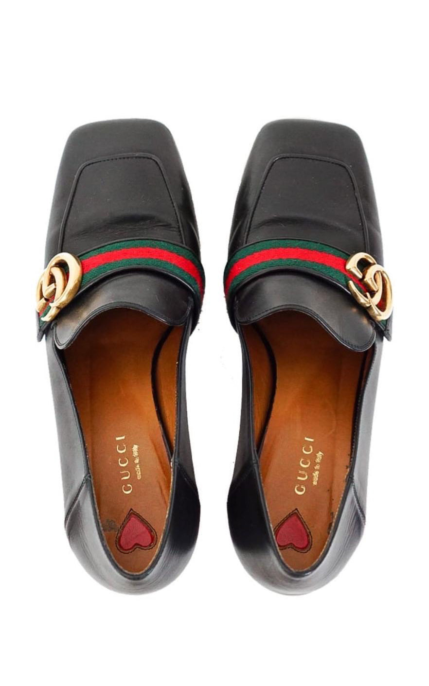 GUCCI GG Peyton Mid Heel Logo Loafers
