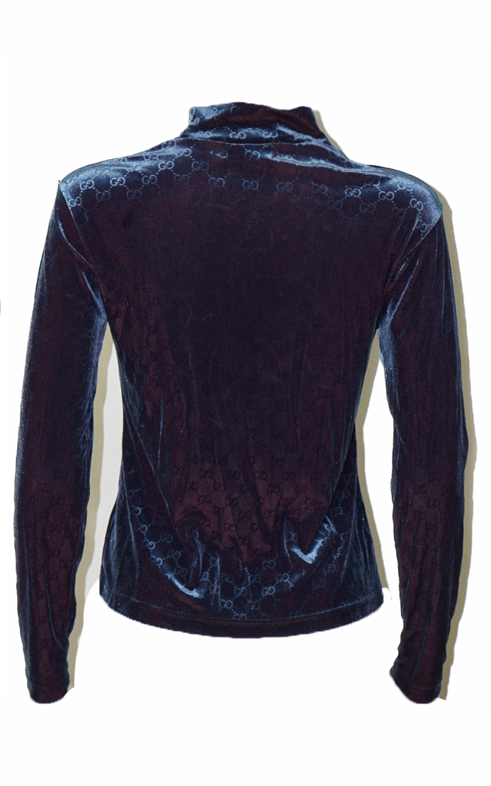 GUCCI VTG Velvet Monogram Turtle Neck Top