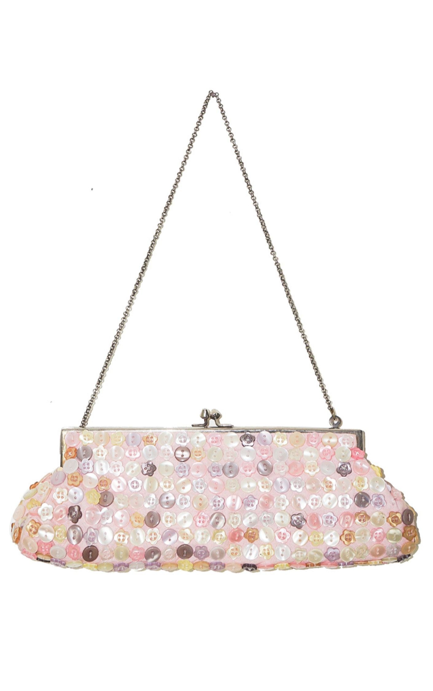 HANDMADE Button Embellished Pink Purse Bag
