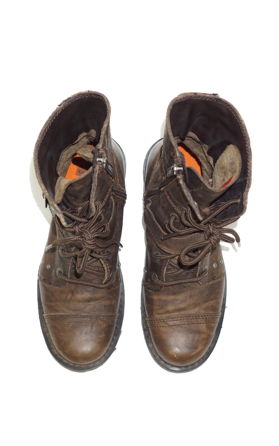 HARLEY DAVIDSON Brown Moto Combat Boots