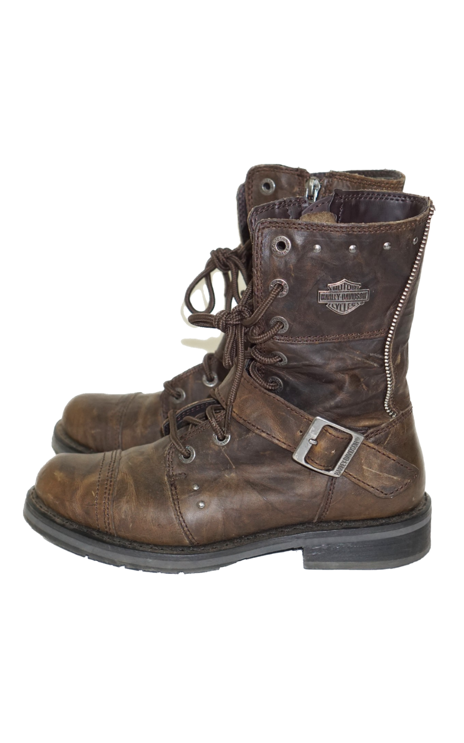 HARLEY DAVIDSON Brown Moto Combat Boots