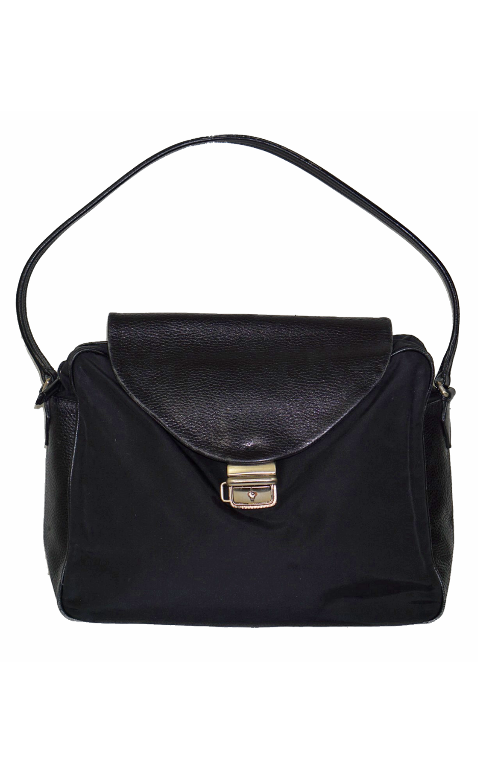 JIL SANDER Black Nylon Clasp Shoulder Bag resellum