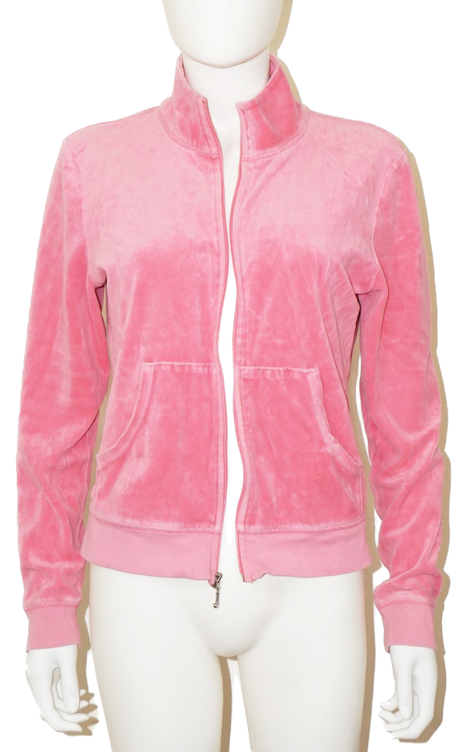 JUICY COUTURE Pink Velour Logo Zip Jacket