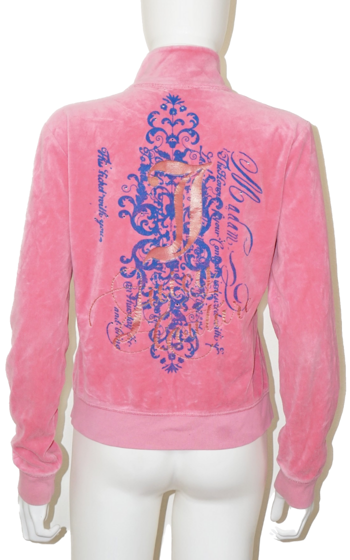 JUICY COUTURE Pink Velour Logo Zip Jacket