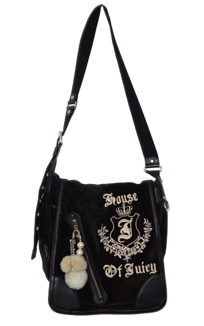 JUICY COUTURE y2k ベロア メッセンジャーバッグ チャーム付き JUICY COUTURE y2k ベロア メッセンジャーバッグ チャーム付き
