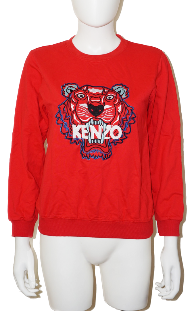 KENZO Tiger Embroidered Logo Red Sweatshirt