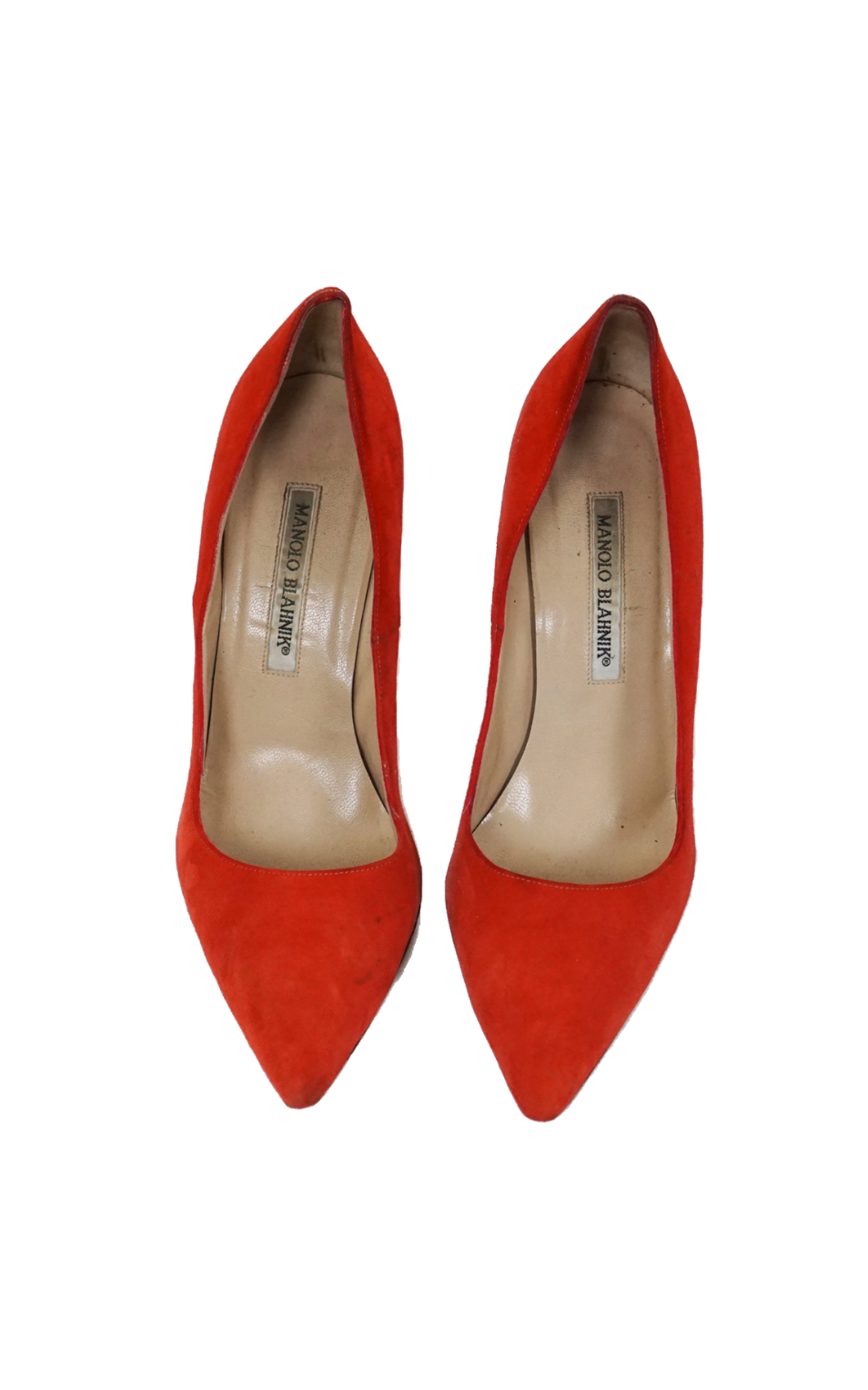 MANOLO BLAHNIK Red Suede Pointed Pumps