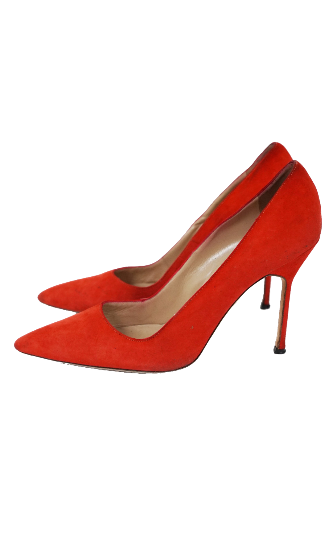 MANOLO BLAHNIK Red Suede Pointed Pumps