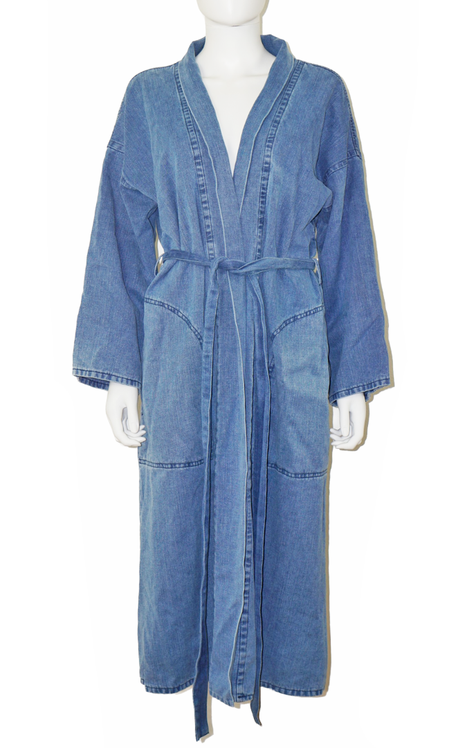 MARA HOFFMAN Juhi Blue Denim Wrap Coat resellum