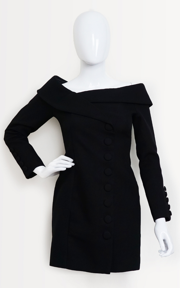 MISHA COLLECTION Black Button Mini Dress