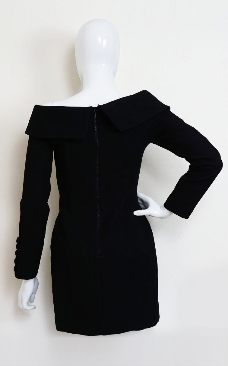 MISHA COLLECTION Black Button Mini Dress