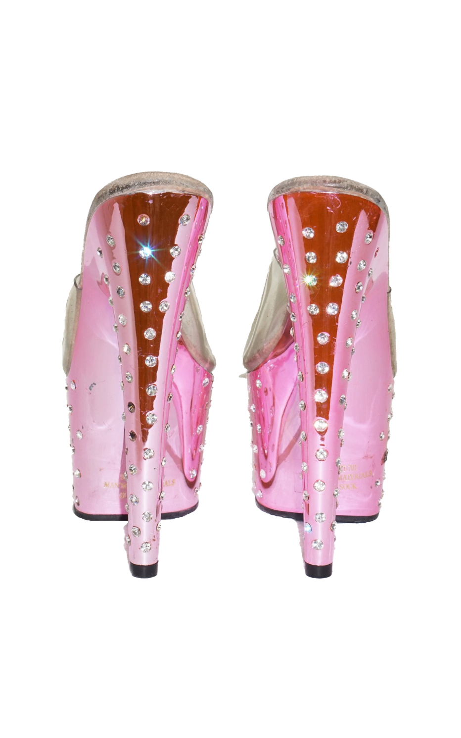PLEASER Pink Rhinestones Y2K Heeled Shoes