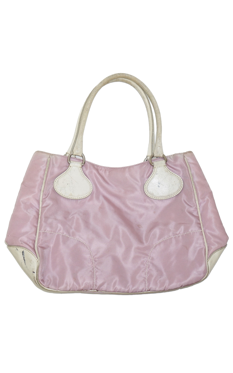 PRADA Logo Pink White Nylon Shoulder Bag