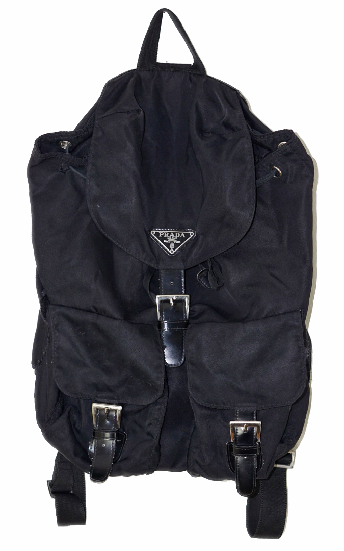 PRADA Black Nylon Logo Pockets Backpack