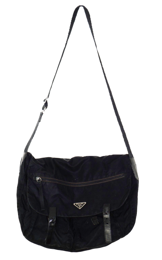 PRADA Logo Nylon Large Crossbody Bag