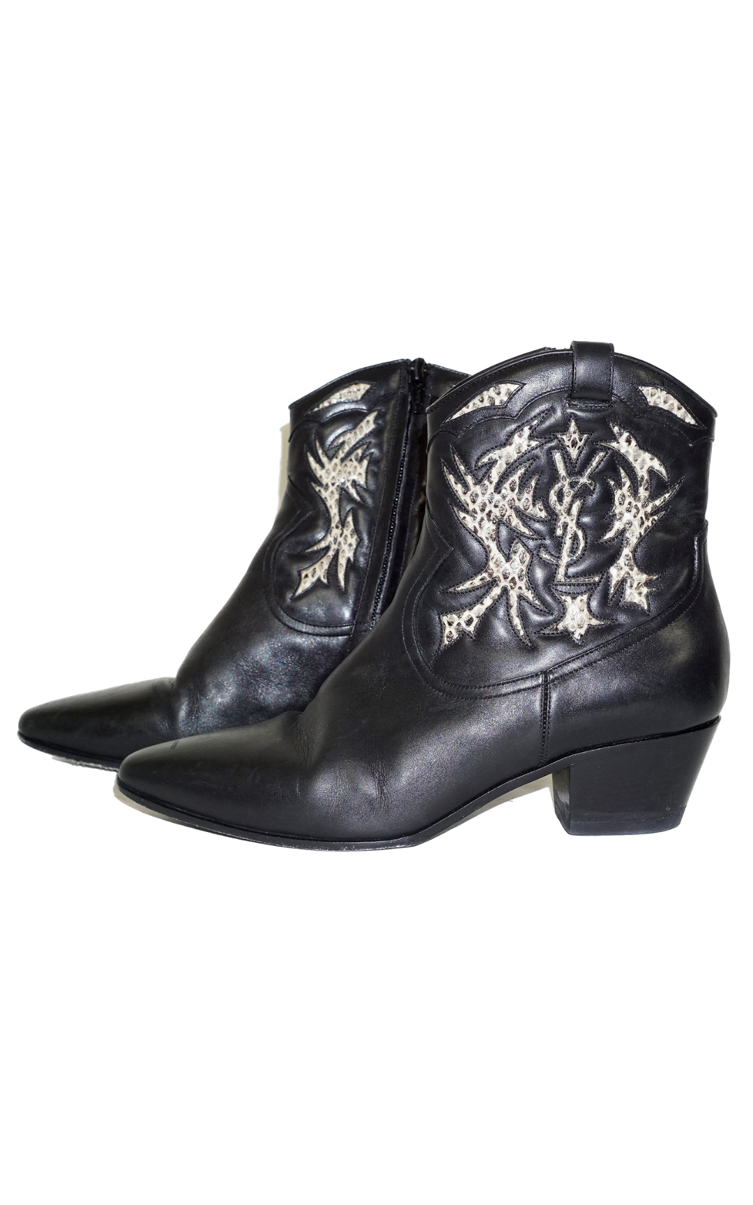 SAINT LAURENT YSL Carved Western Ankle Boots