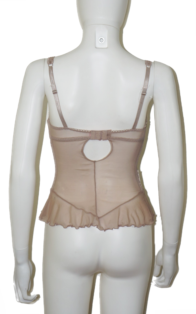 SOPHIE B. Beige Tan Lace Sheer Bustier Top