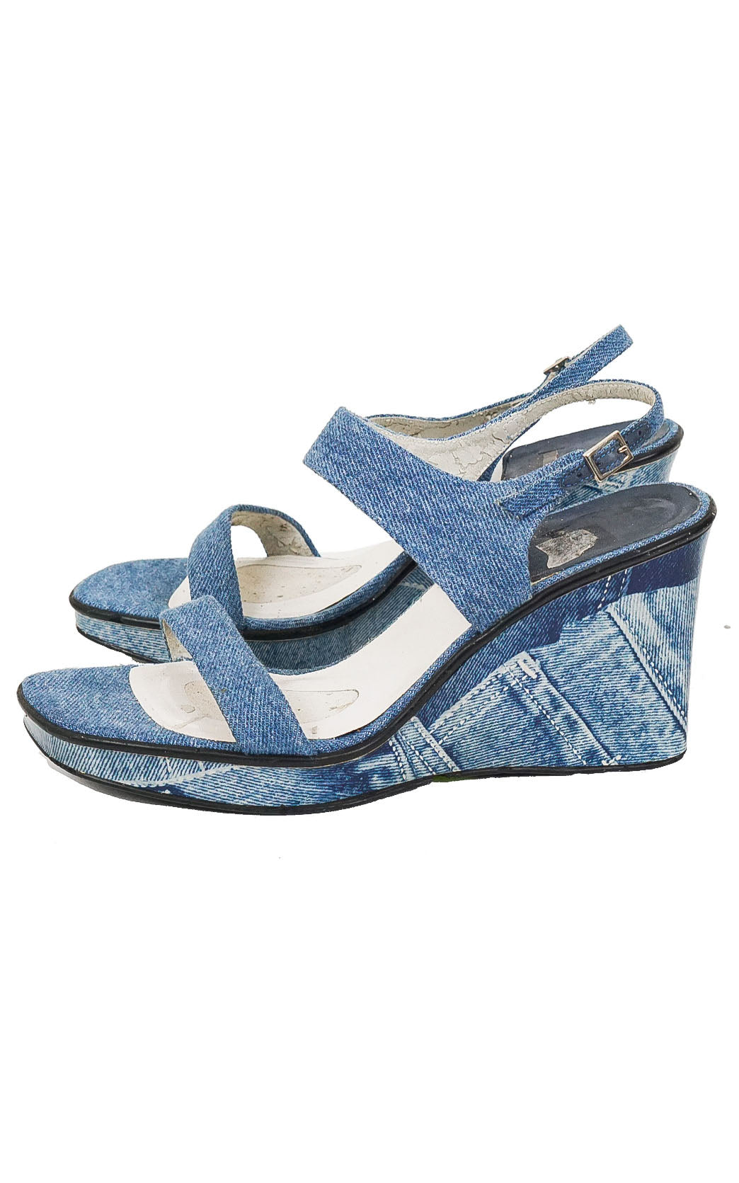 STUART WEITZMAN Y2K Wedge Denim Sandals