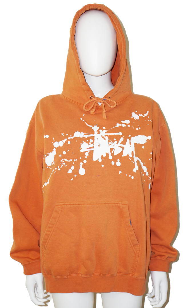 STUSSY Vintage 90s Paint Splash Logo Hoodie resellum