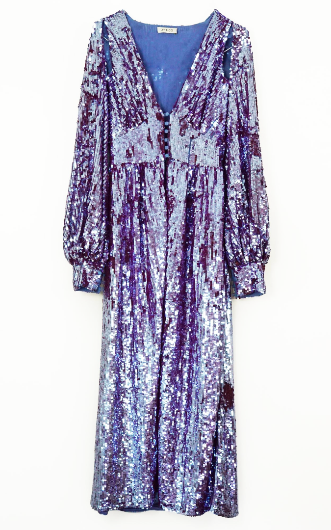 THE ATTICO Purple Sequin Robe Dress