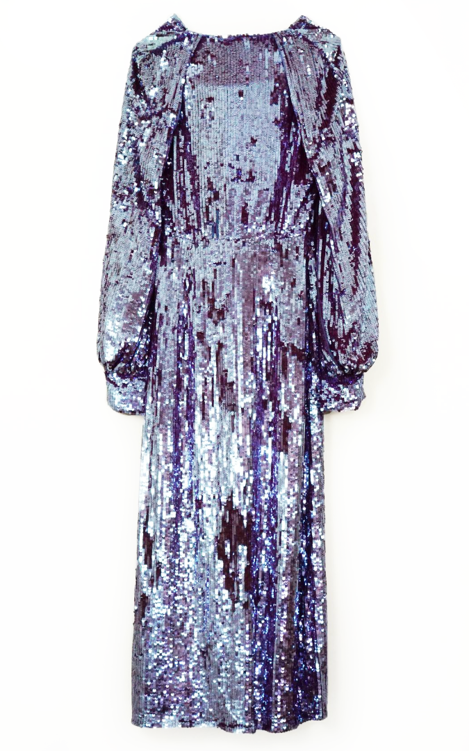 THE ATTICO Purple Sequin Robe Dress