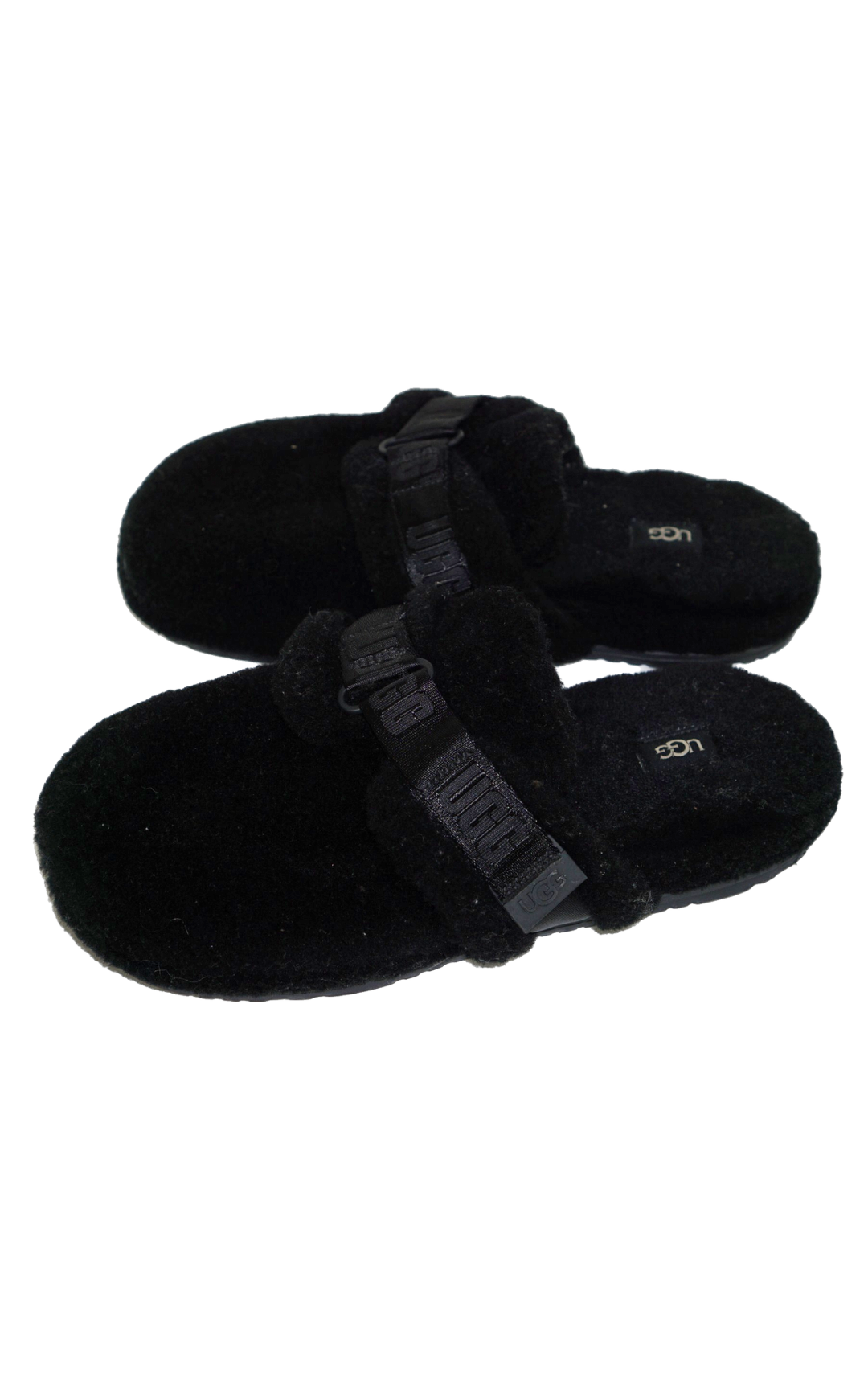 UGG Fluff It Black Shearling Fluffy Slippers resellum
