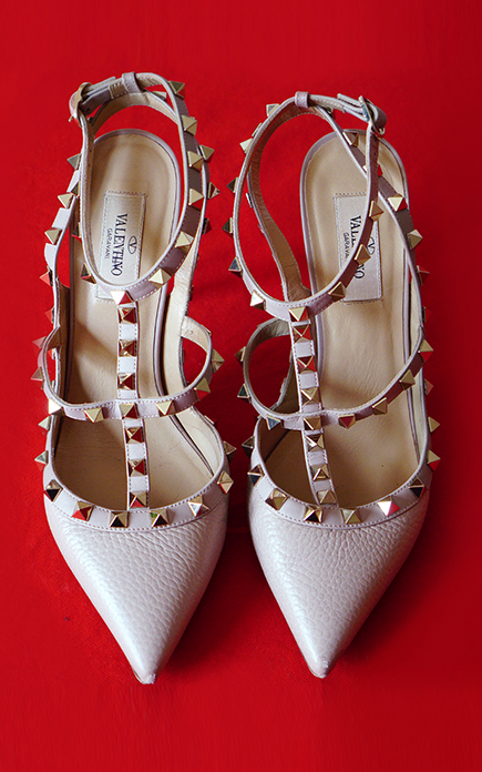 VALENTINO Rockstud Nude Slingback Stiletto Heeled Sandals