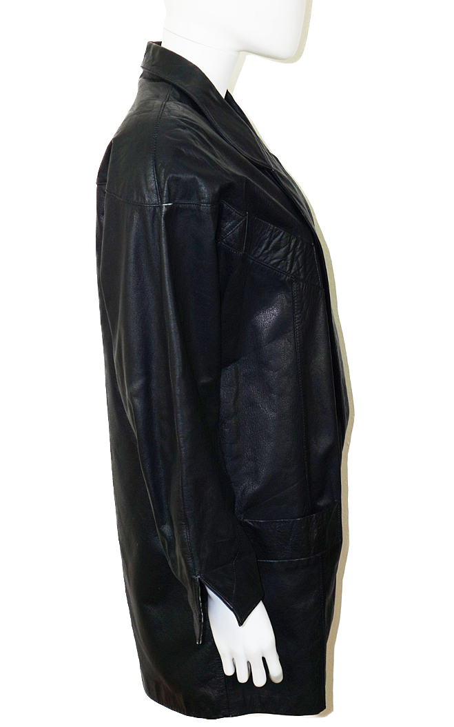 VALENTINO Vintage 90s Leather V-Neck Jacket resellum