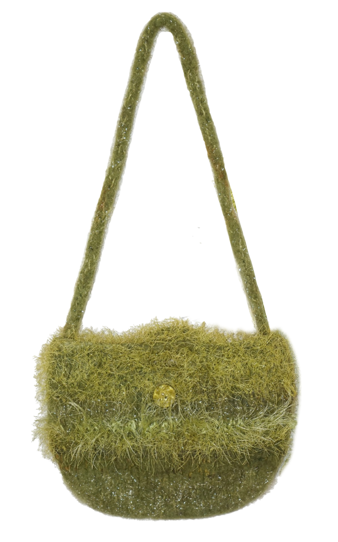 VINTAGE Green Fuzzy Sparkling Shoulder Bag