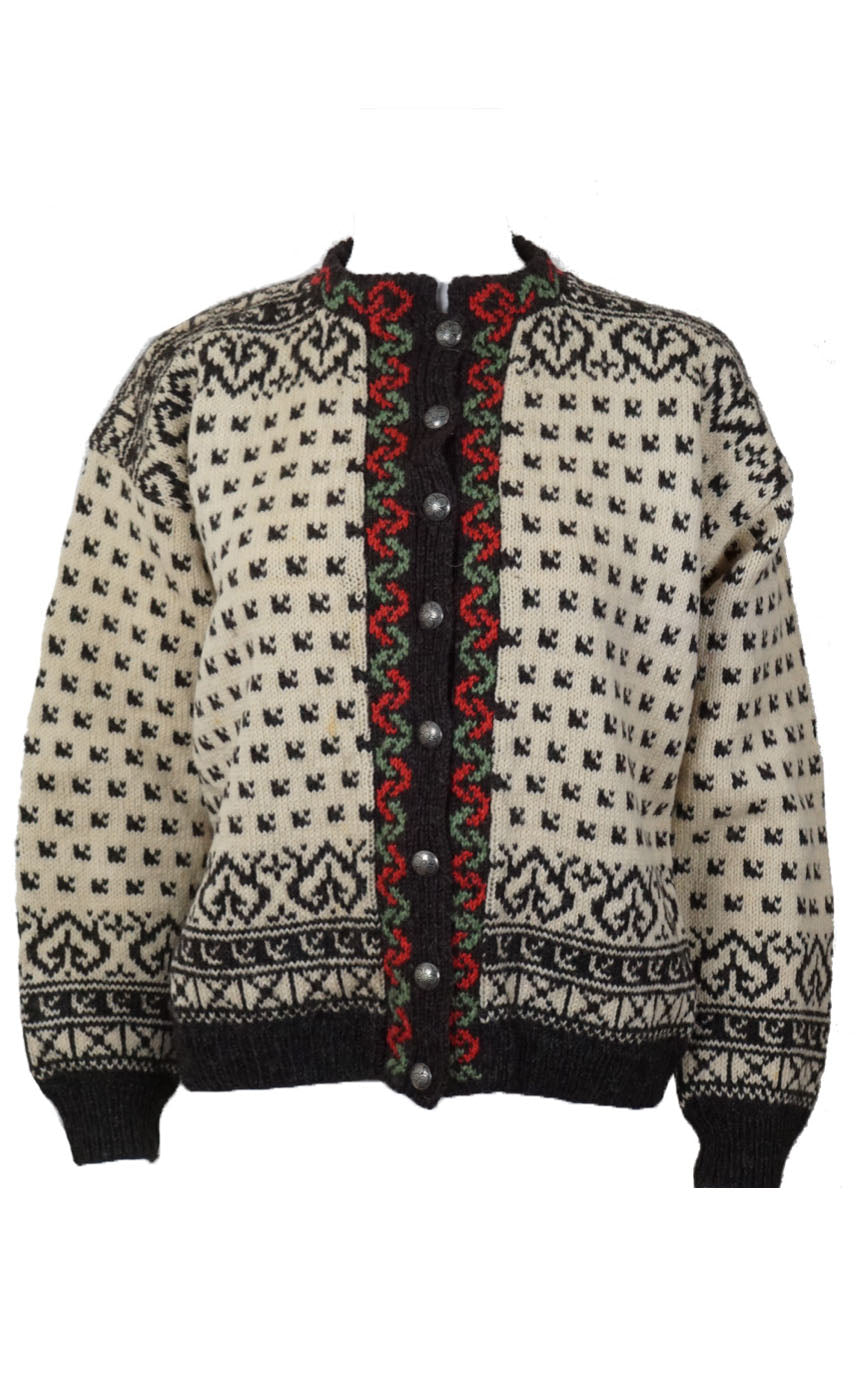 VINTAGE Nordic 60s Hand Knit Cardigan