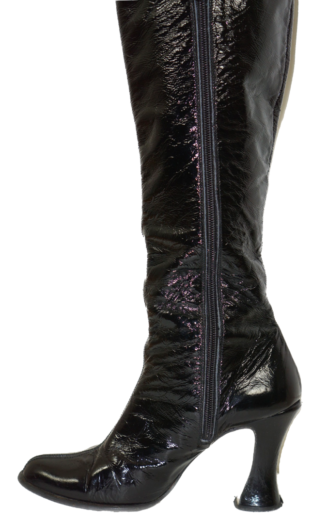 VINTAGE Patent Leather Pedestal Heel Boots