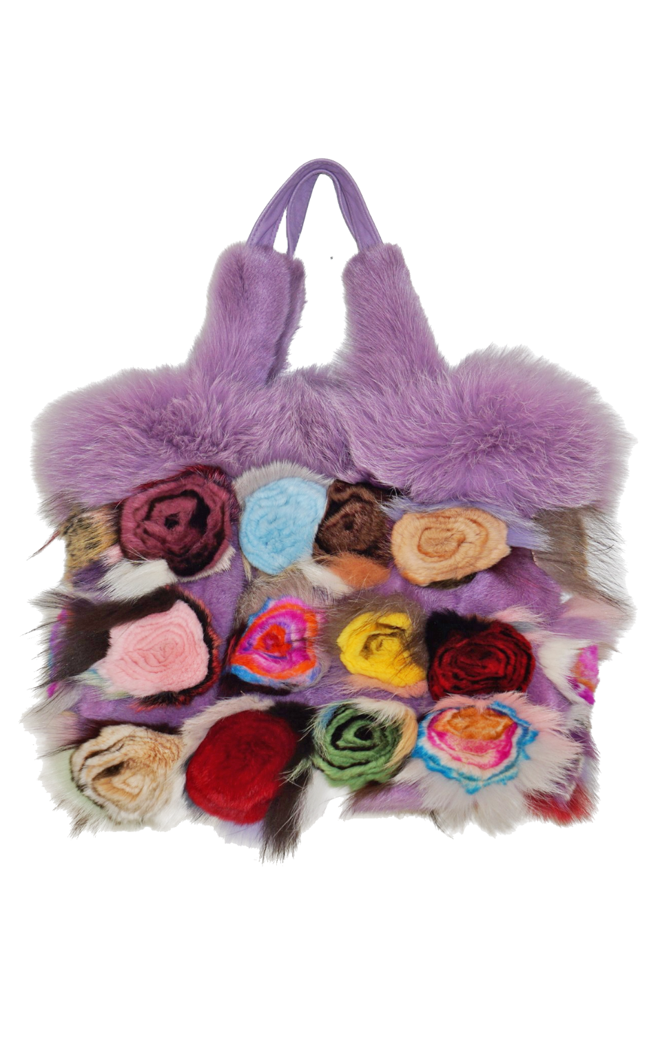 VINTAGE Real Fur Multicolor Flowers Handbag resellum