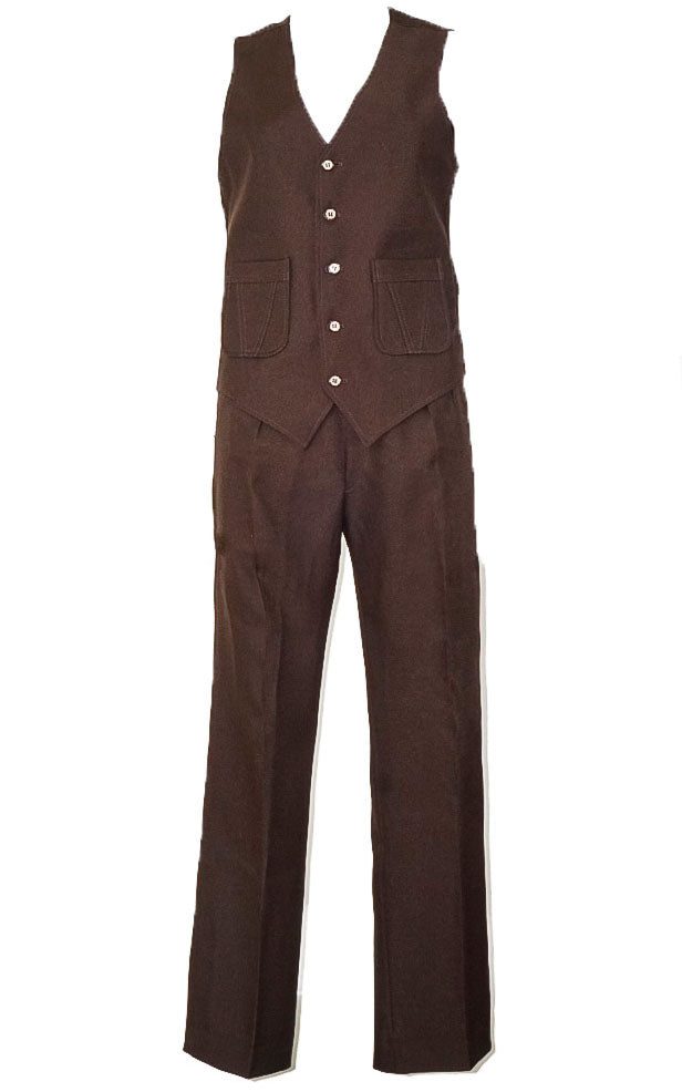 VINTAGE Tailored Brown Pants Vest Suit