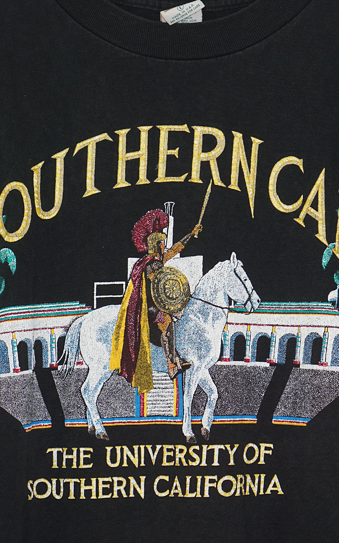 VINTAGE 90s USC Trojan Black T-Shirt