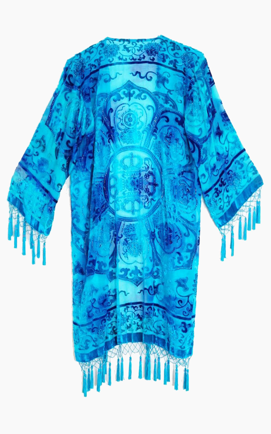 VINTAGE Blue Tassel Kimono Cardigan