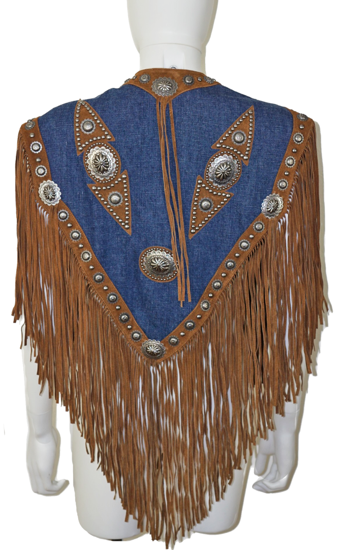 VINTAGE Cripple Creek Western Fringe Denim Vest resellum
