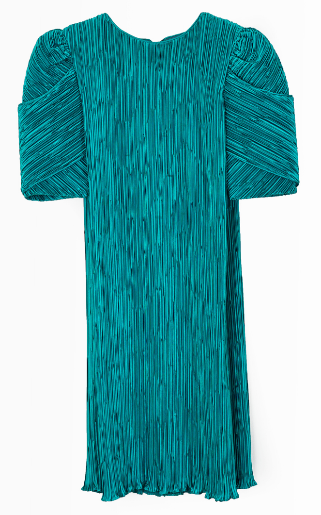 VINTAGE Emerald Green Plisse Dress