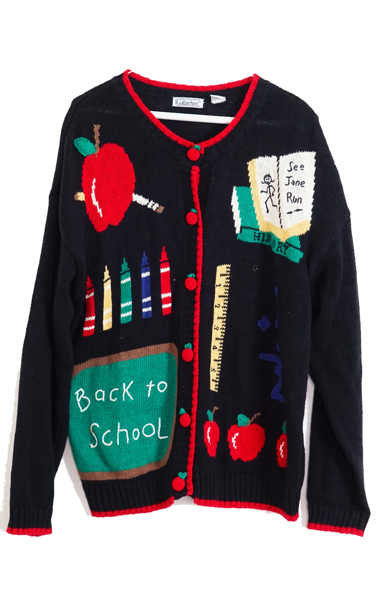 VINTAGE Knitted School Theme Cardigan
