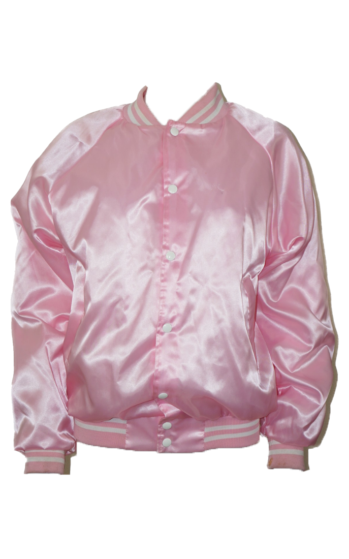 VINTAGE Pink Ladies Satin Bomber Jacket