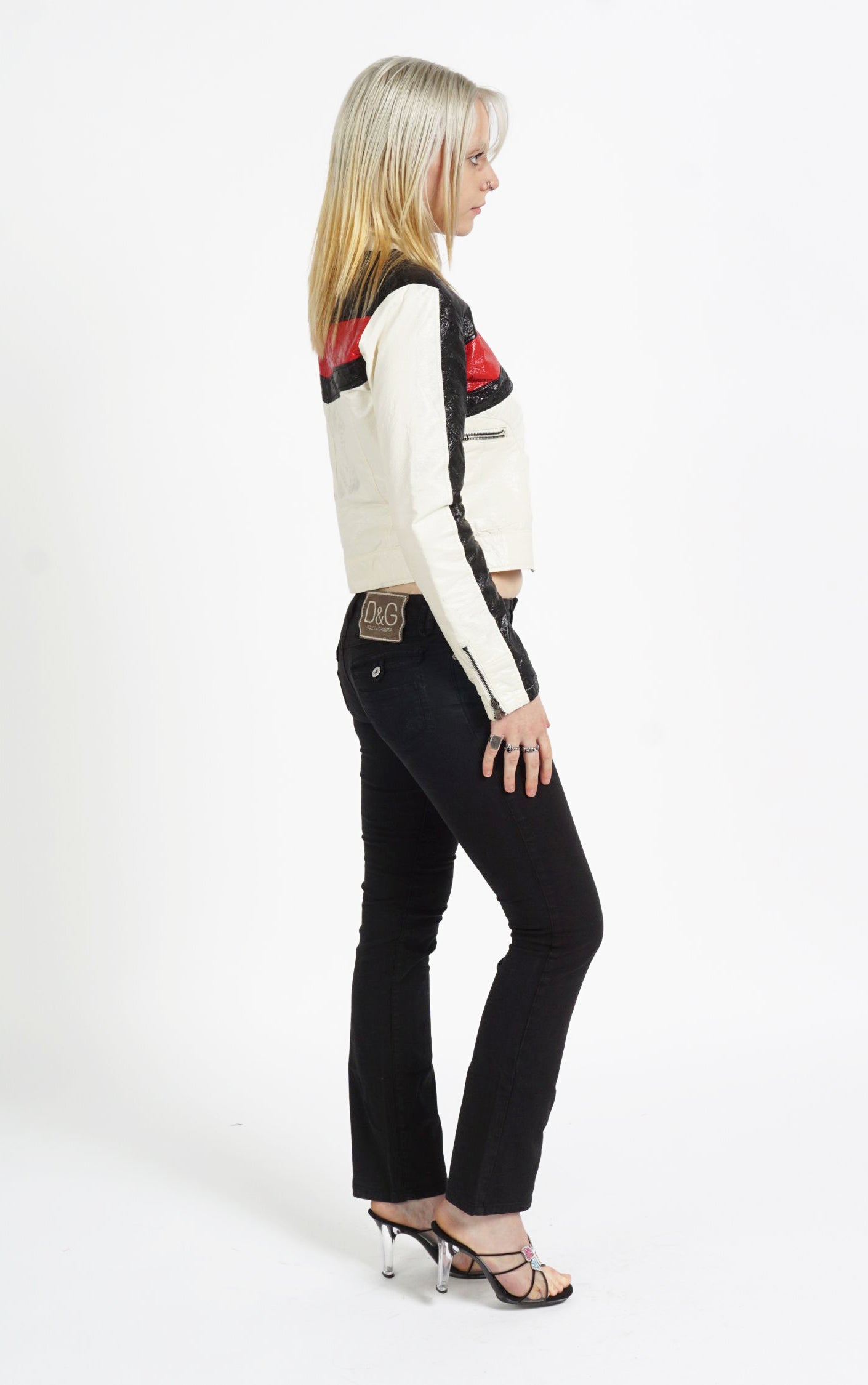 DOLCE & GABBANA Y2K Logo Black Low Rise Slim Fit Jeans resellum