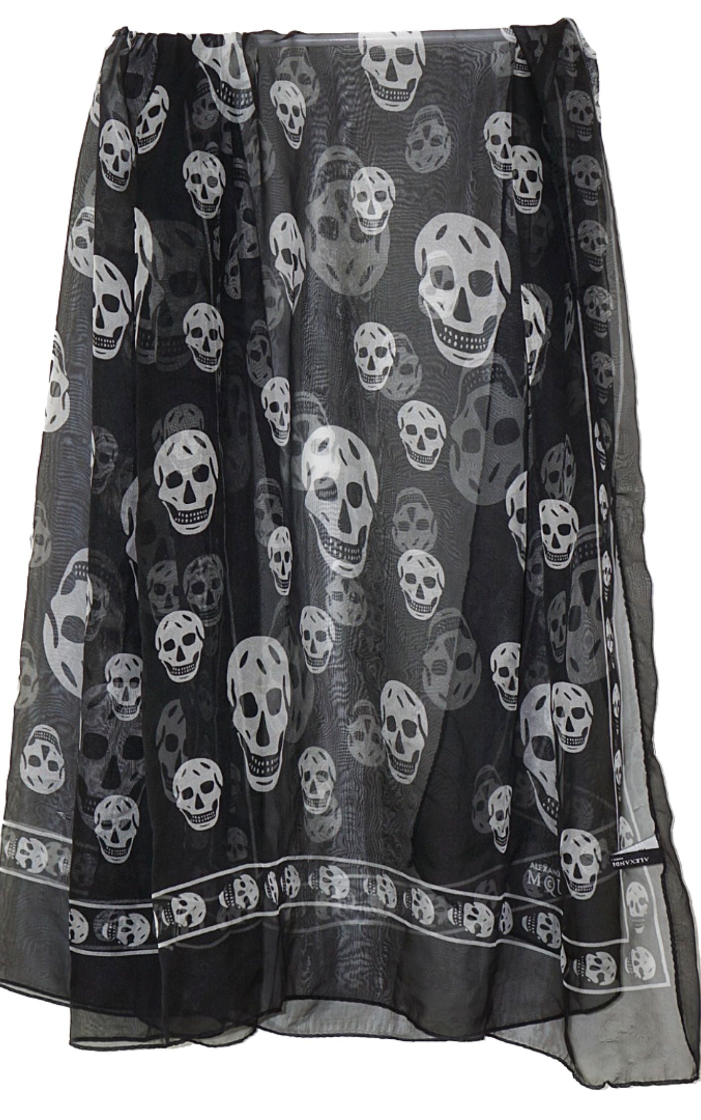 ALEXANDER MCQUEEN Black Skull Silk Scarf resellum